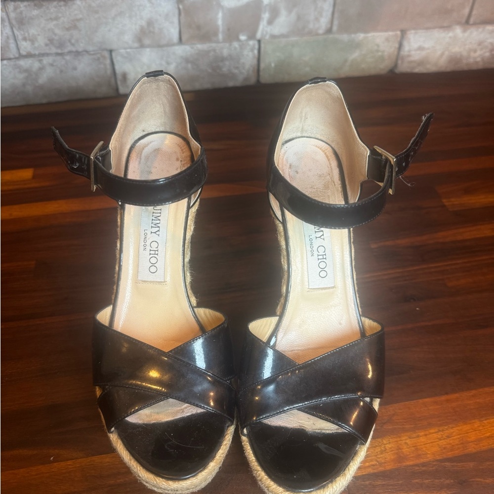 Jimmy Choo Black Espadrille Sandals
